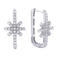 14K Gold-Dipped Cz Snowflake Design Huggie Earring