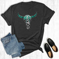 Western Turquoise Cowprint Skull Graphic Tee