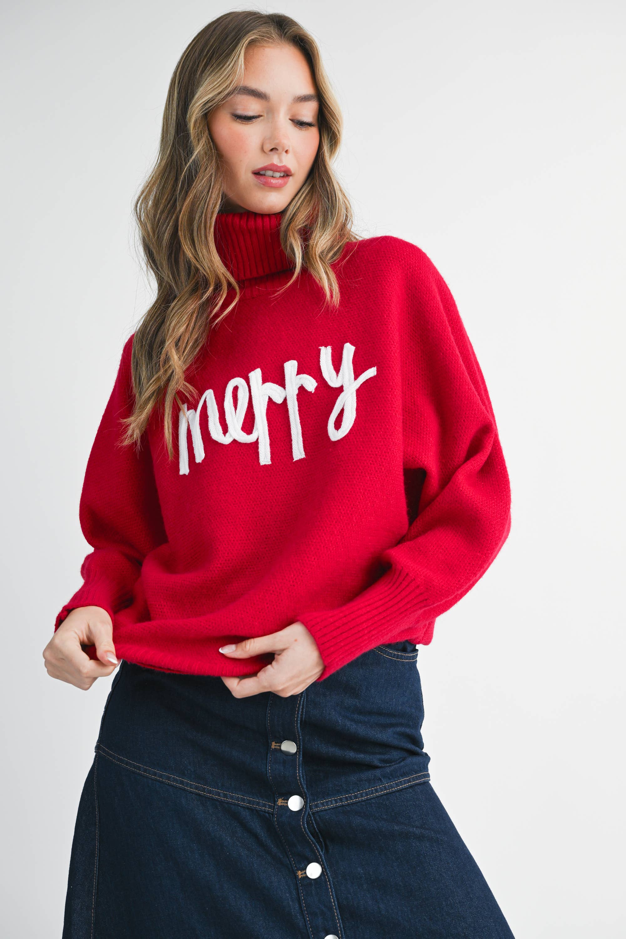 3424GK Merry Turtleneck Holiday Sweater