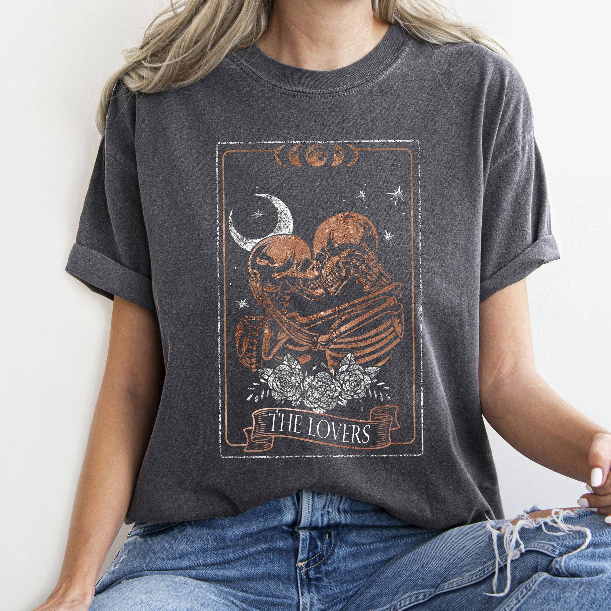 The Lovers Tarot, Moon & Skeletons Comfort T-Shirt