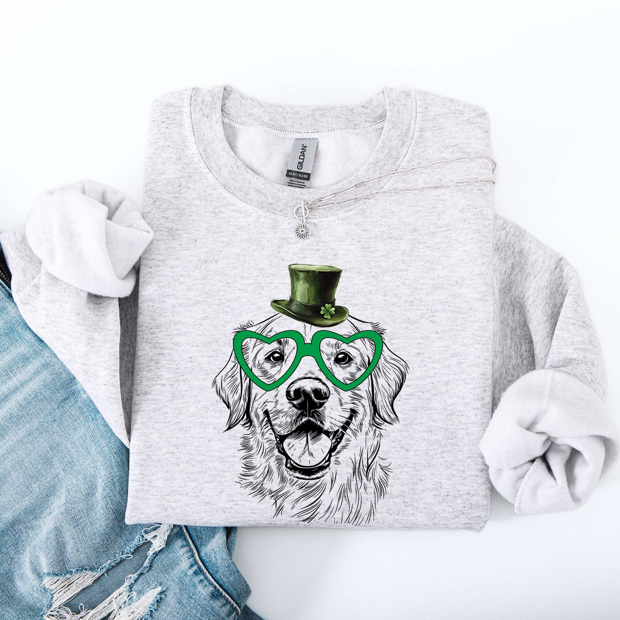 Golden Retriever, Dog, St Patrick's Day, Lucky, Sweatshirt