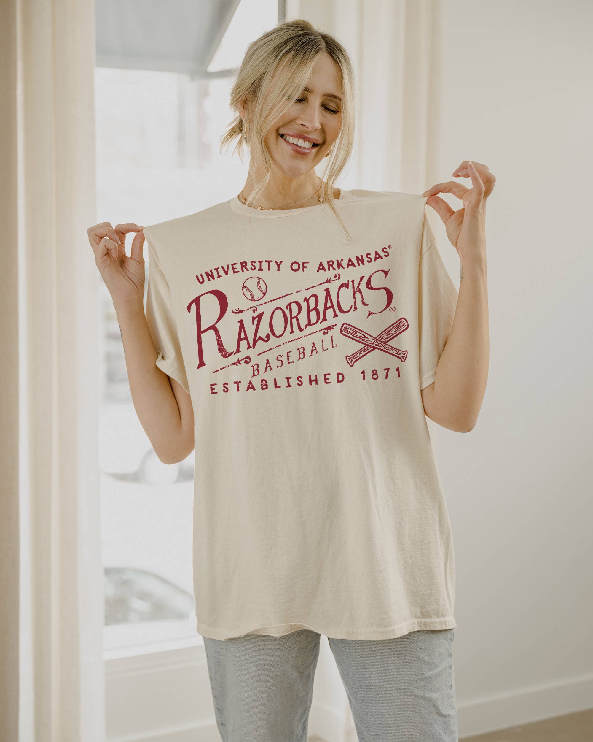 Arkansas Razorbacks Rl Baseball Thrifted Tee