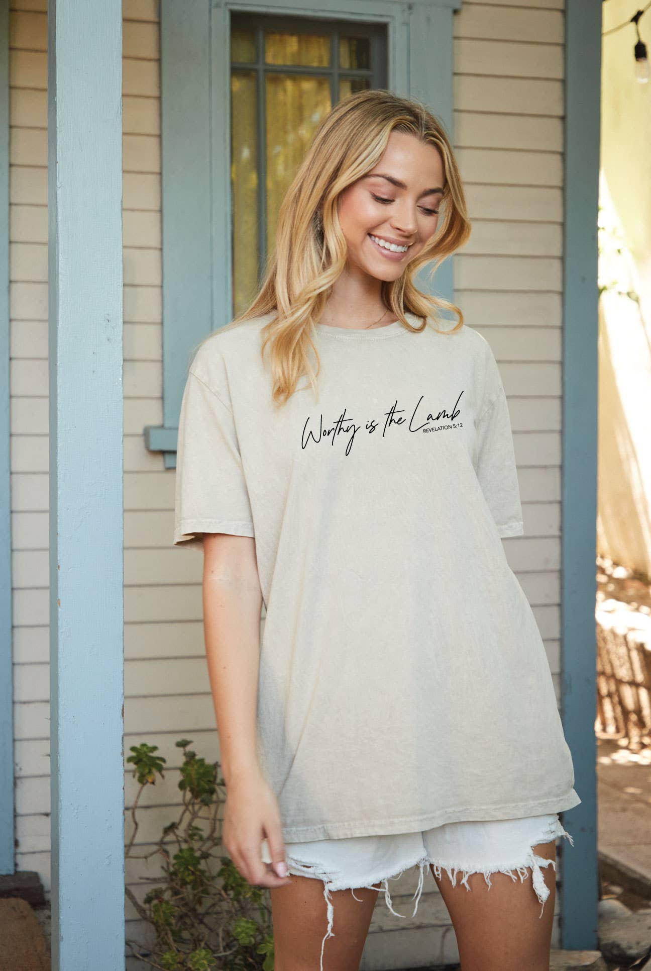 Worthy Is the Lamb Oversized Graphic Top