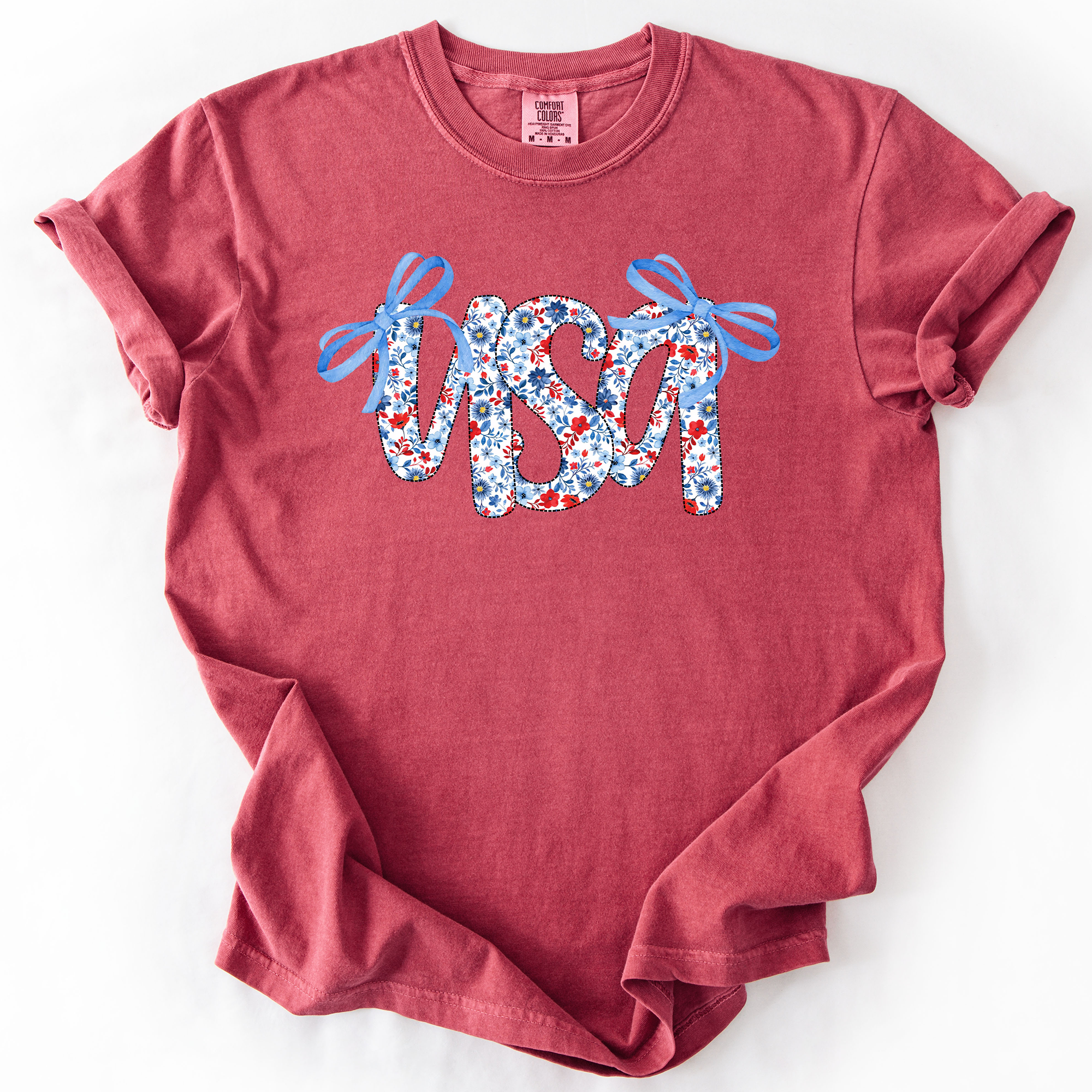 USA, Patriotic Floral Patterns, Ribbons America T-Shirt