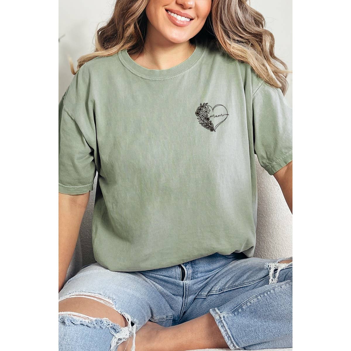 Mama Embroidery Graphic Oversized Tee