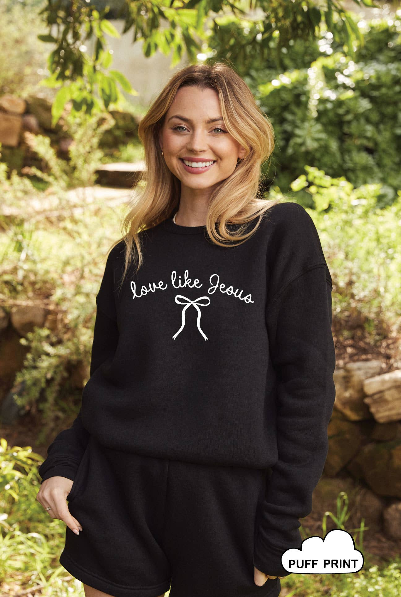 Love Like Jesus Puff Graphic Sweatshirt
