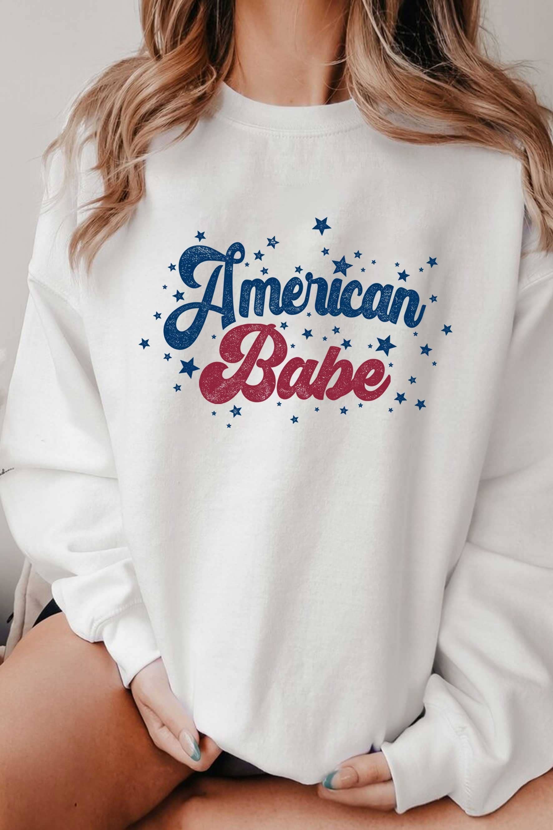 American Babe Star Graphic Brushed Sweatshirts