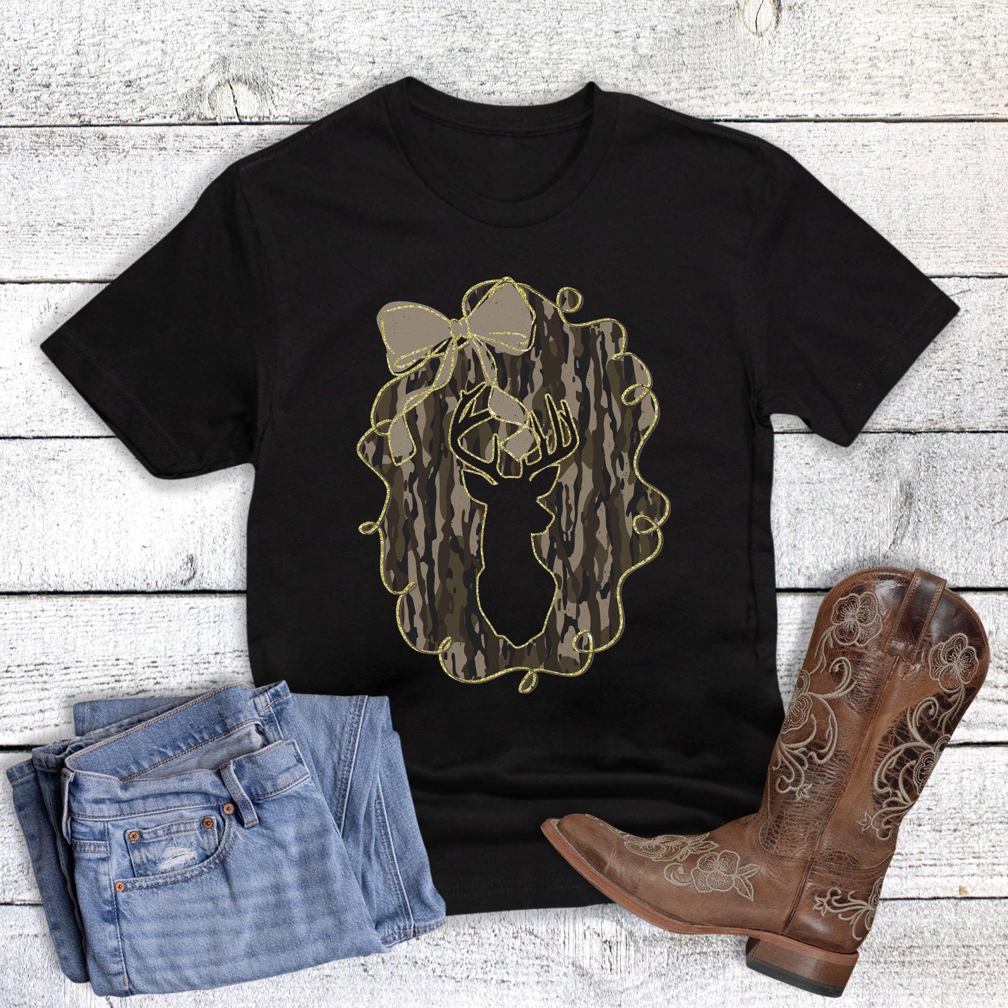 Hunting Deer Camo Frame Graphic Tee