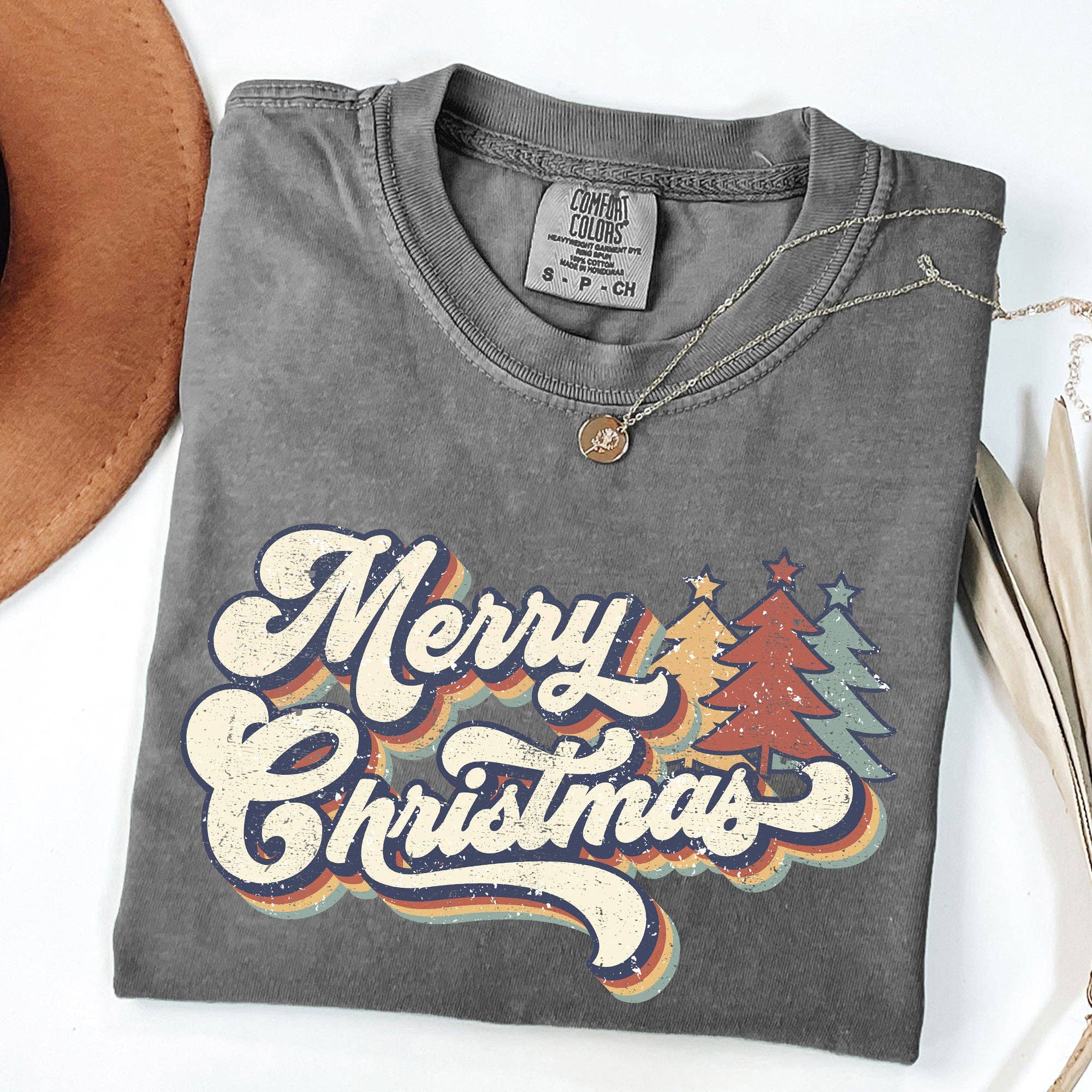 Merry Christmas, Colorful Retro, Christmas, Santa Tshirt
