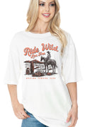 Women Arizona Graphic Print Solid Oversize Top