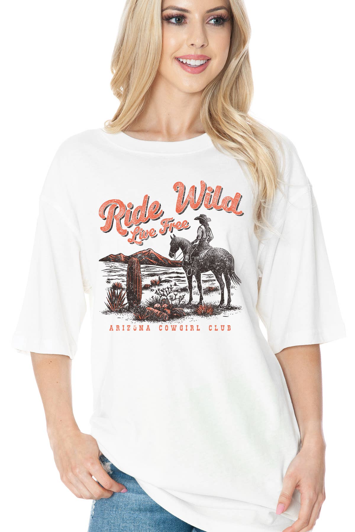 Women Arizona Graphic Print Solid Oversize Top