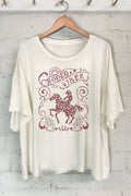 Rodeo Off-Shoulder Screen Printed Women's T-Shirt