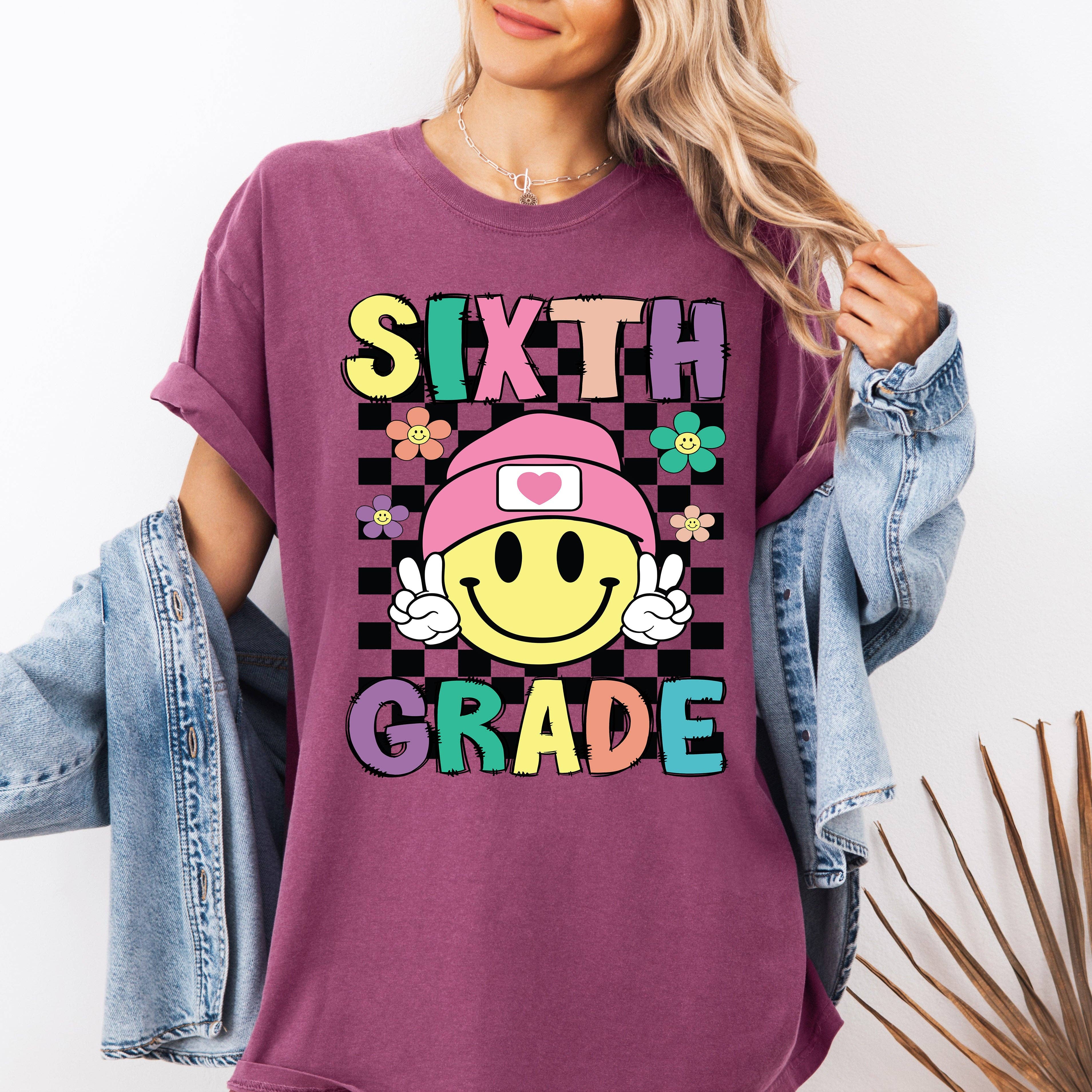 Sixth Grade, Smiley Face, Teacher, Back To School, T-Shirt