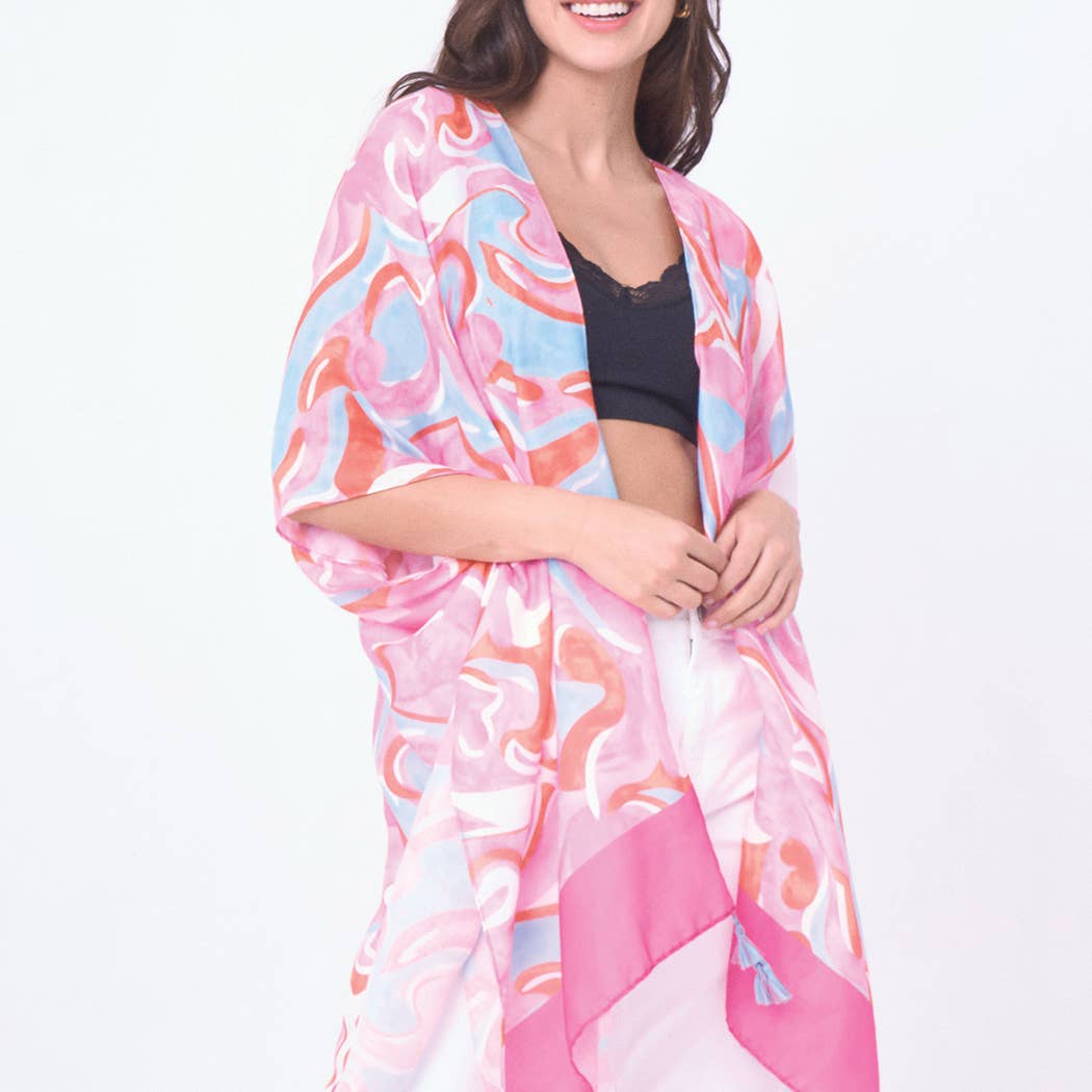 Watercolor Swirl Print Kimono