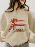 Ou Oklahoma Sooners Mono Qb Sand Thrifted Sweatshirt