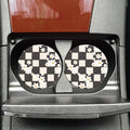 Checkered Daisies Car Coasters, Retro Car Coasters
