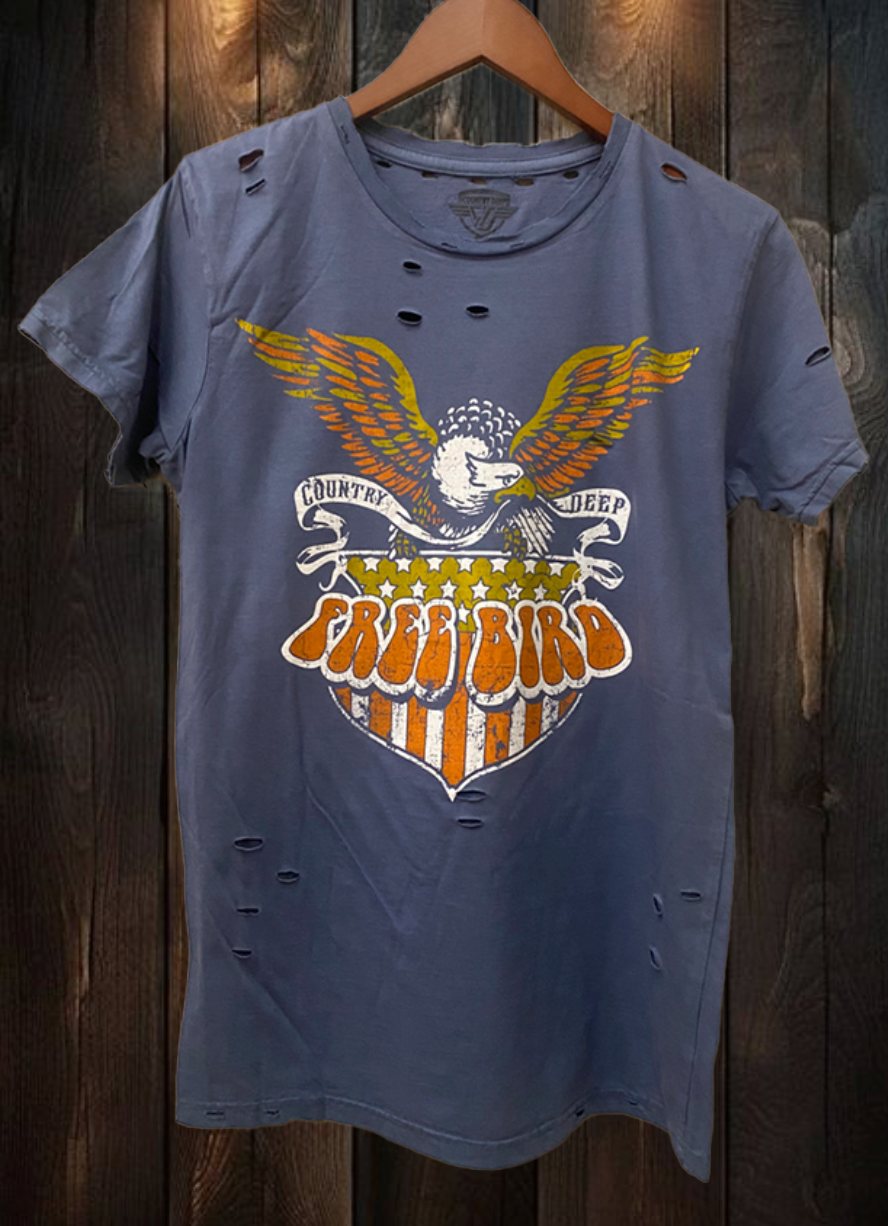 Free Bird Shield Distressed Vintage Unisex T Shirt