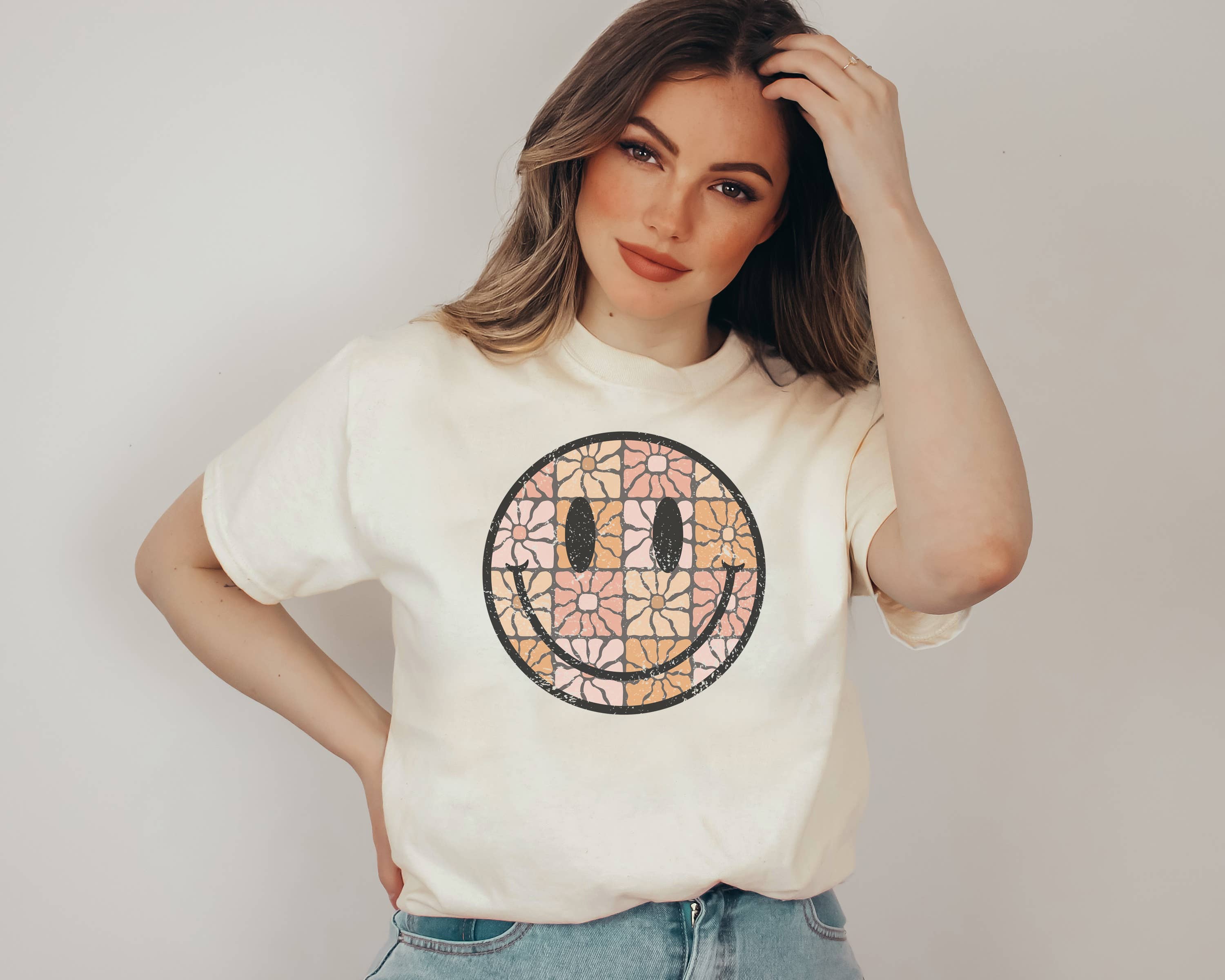 Groovy Floral Happy Face Tee
