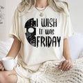 I Wish It Was Friday Retro Halloween T-Shirt Black Print