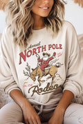 North Pole Santa Rodeo Graphic Brushed Sweatshirts