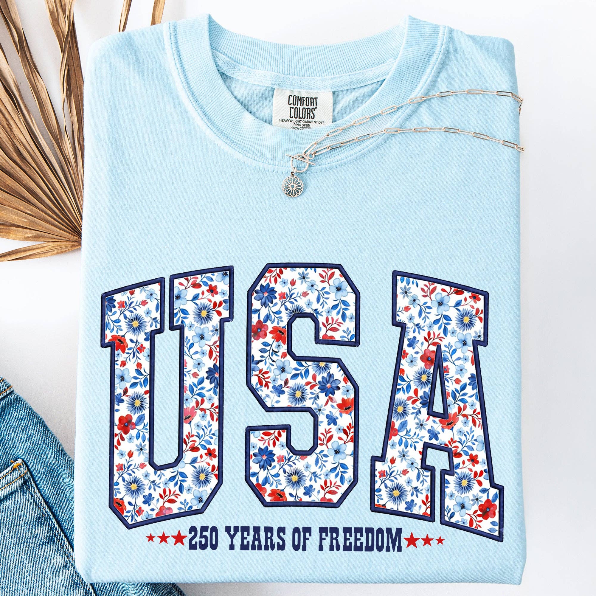 USA, Patriotic Floral, America Comfort Colors T-Shirt