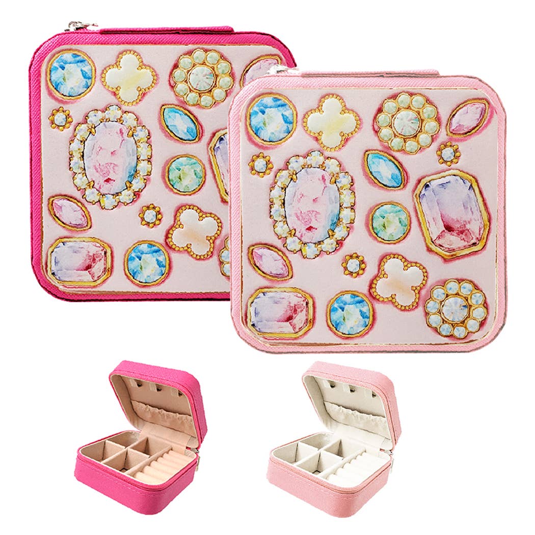 Diamond Image Printed Square Leather Jewelry Box