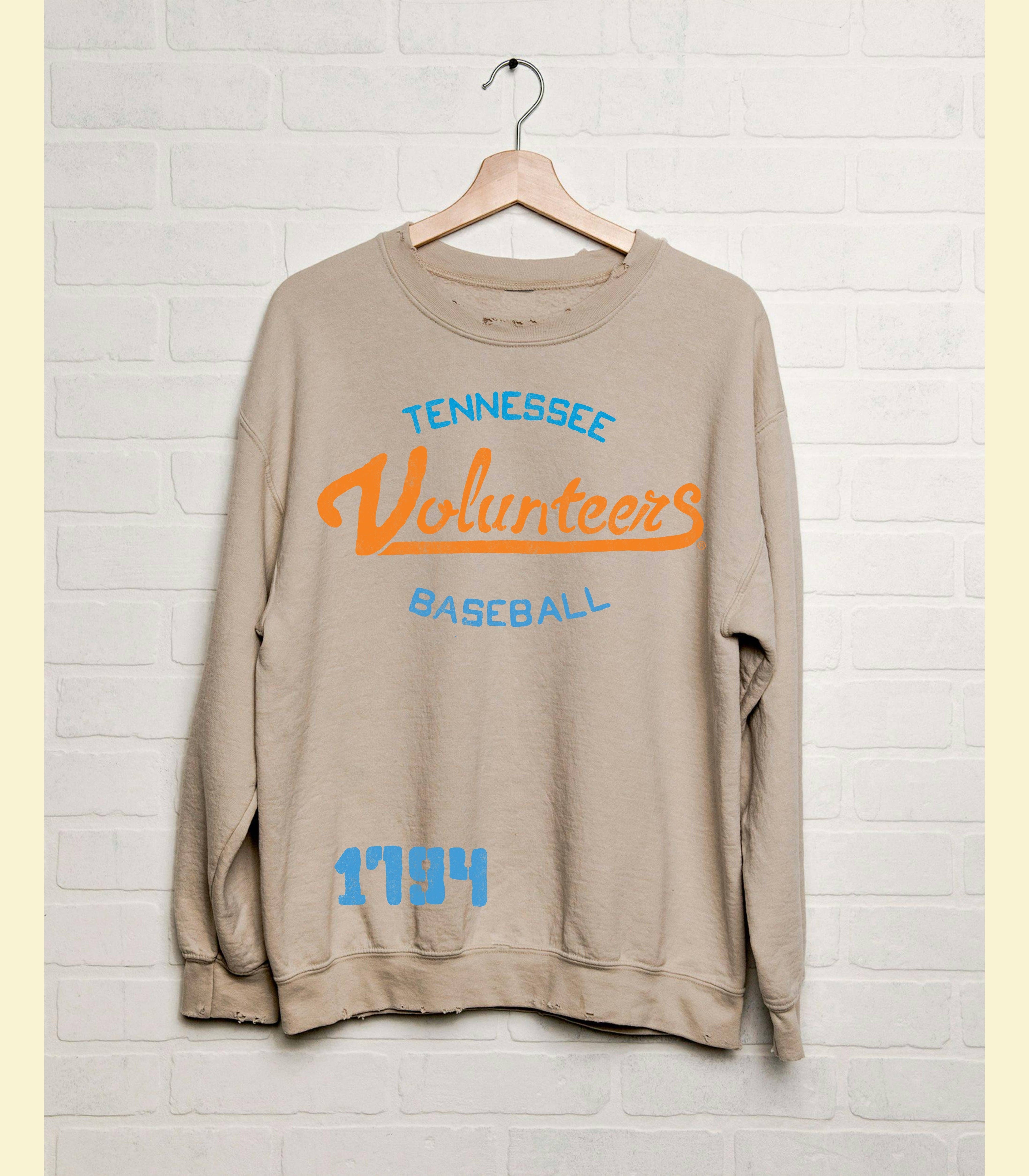 Tennessee Vols Baseball Stencil Sand Thrifted Sweatshirt