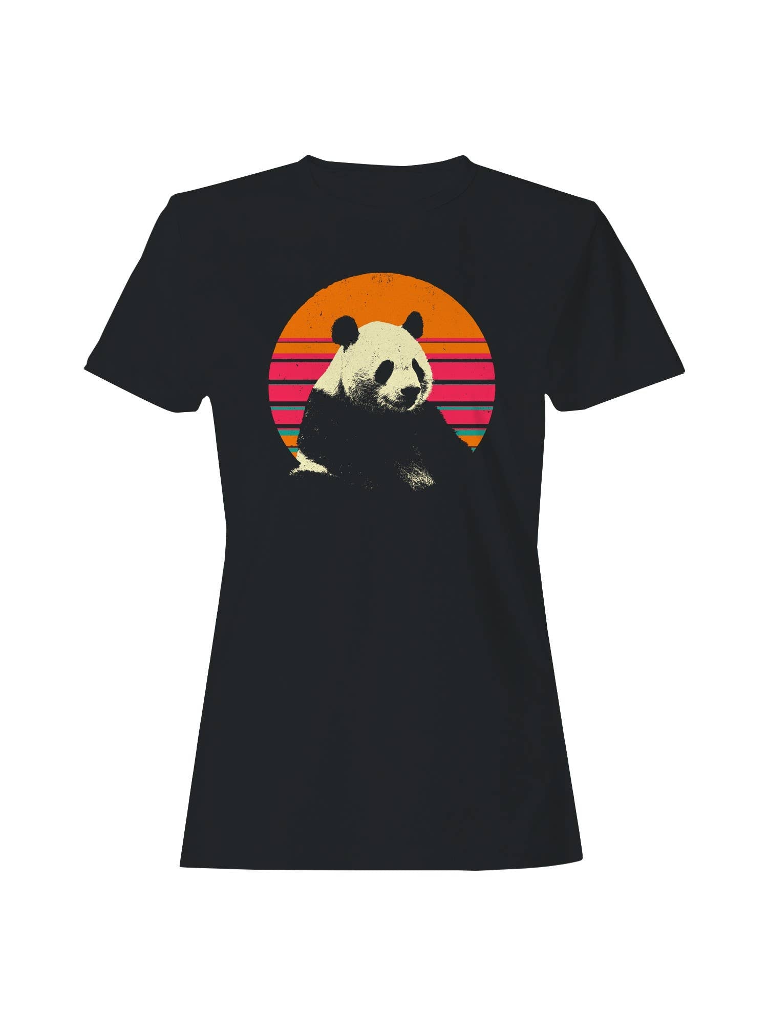 Retro Sunset Panda Design Women's T-Shirt