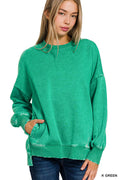 ...Fleece Hi-Low Sweatshirt with Pockets