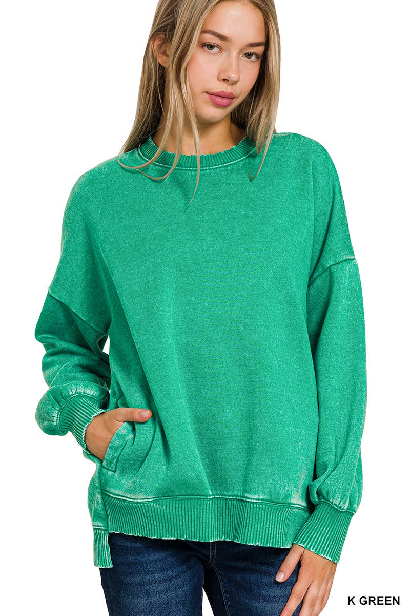 ...Fleece Hi-Low Sweatshirt with Pockets