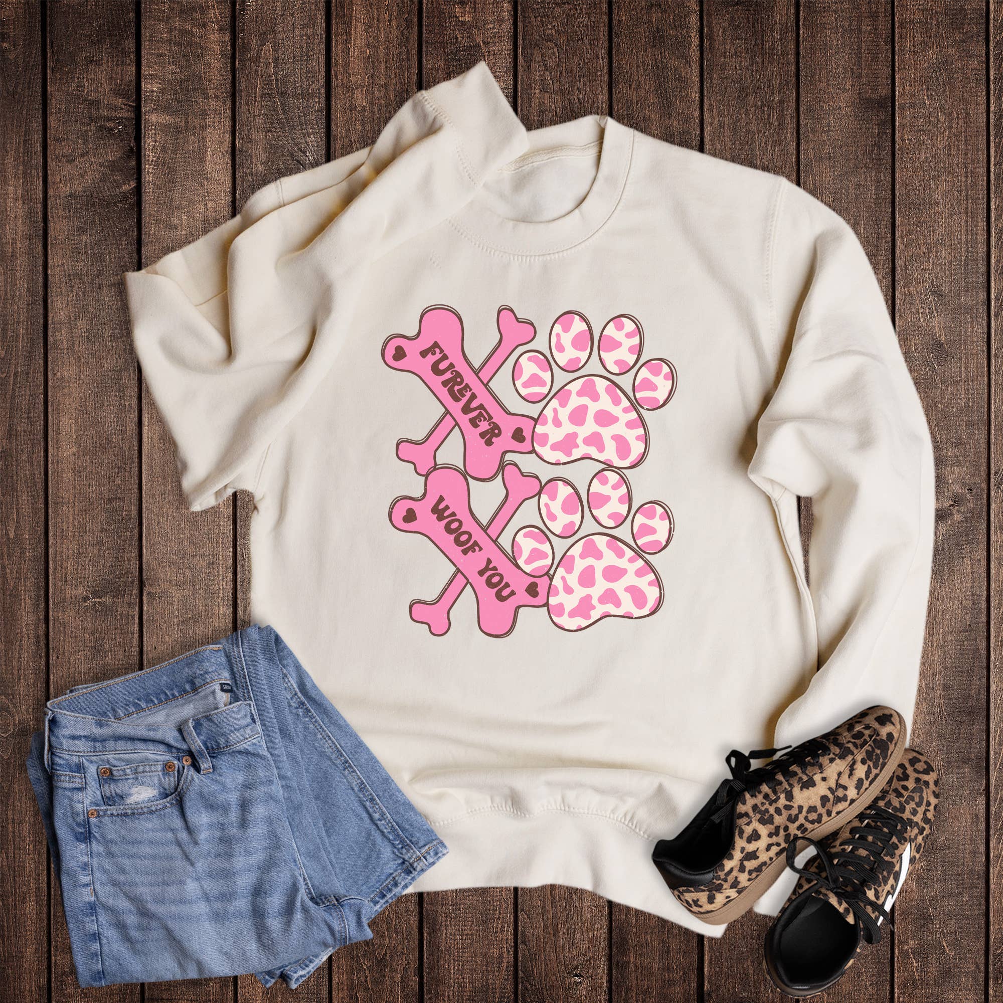 Valentine Xoxo Dog Bone and Paw Sweatshirt