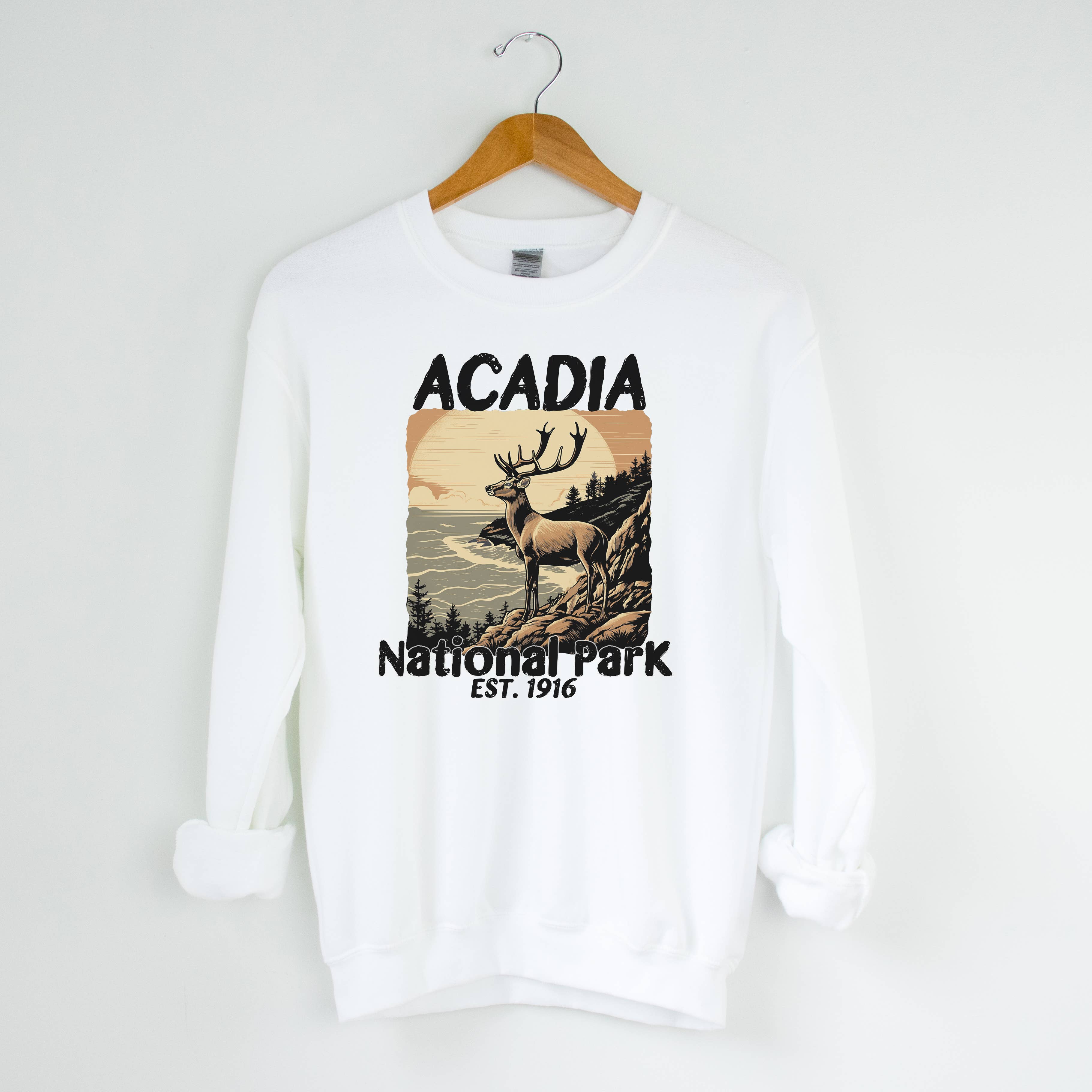 Acadia White Sweatshirt | National Park |Sizes S-2XL