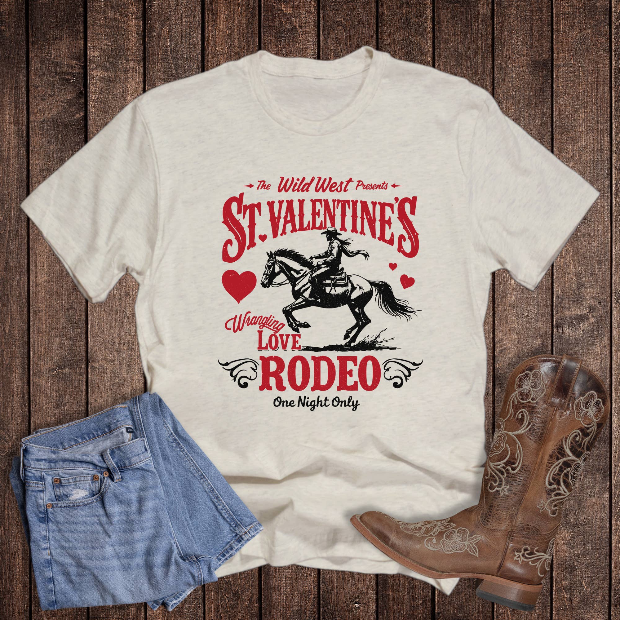Valentines Western Wrangling Love Rodeo Graphic Tee