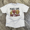 Peace Love Softball On Silver Tee