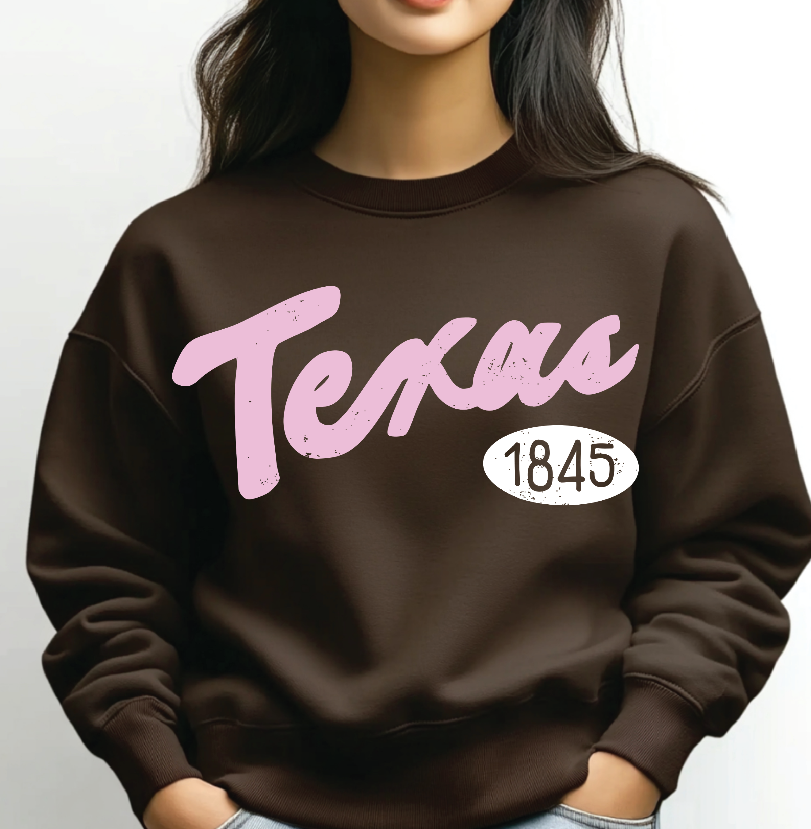 Texas 1845 Puff Ink Dark Brown Sweatshirt