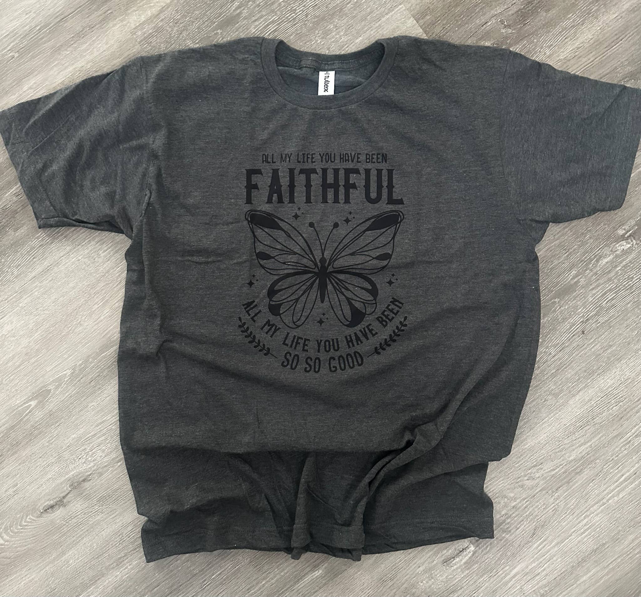 All My Life Butterfly On Tultex Heather Charcoal Tee