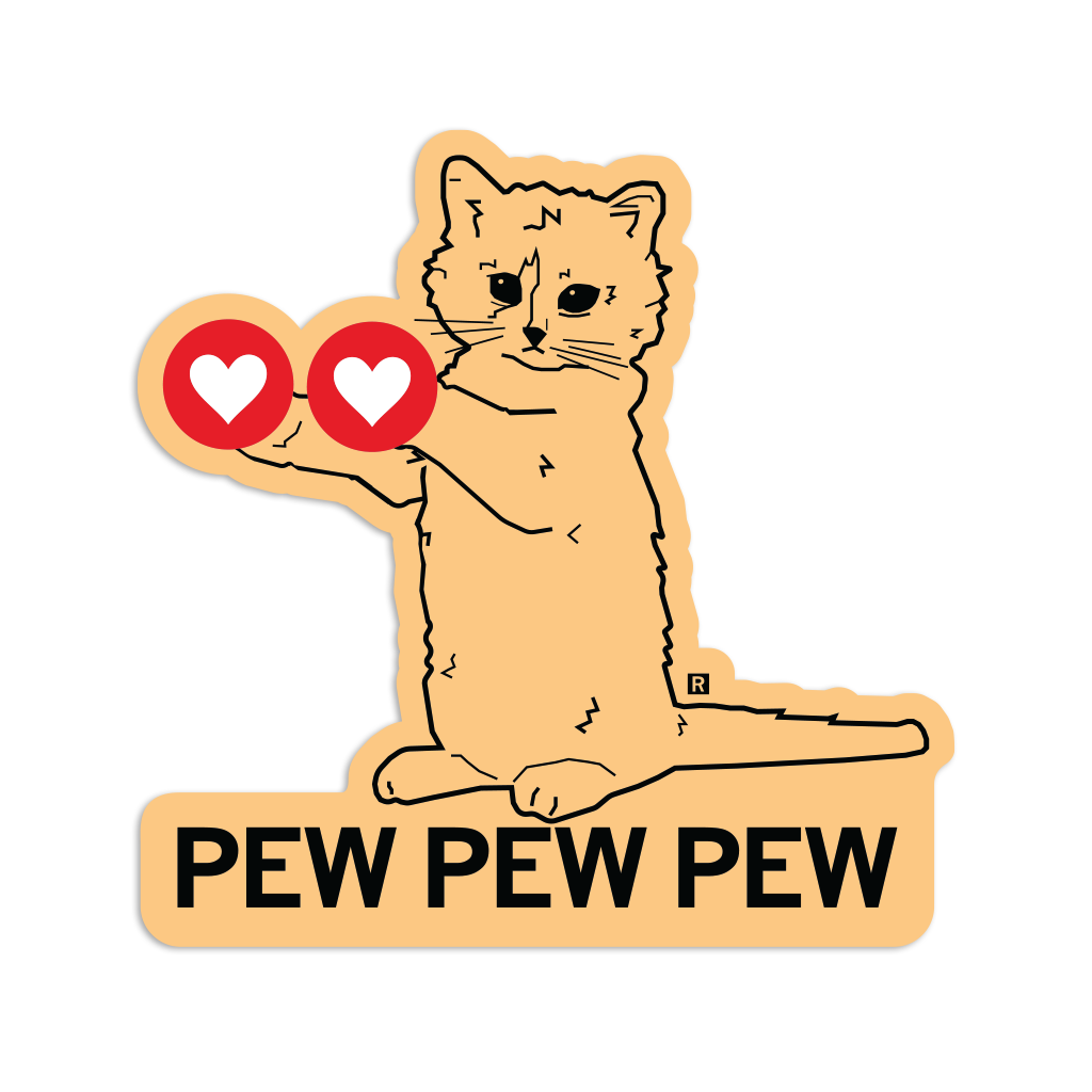 Pew Pew Pew Hearts Die-Cut Sticker