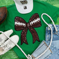 Sequins Football Bow Patch Turf Green Everyday Tee