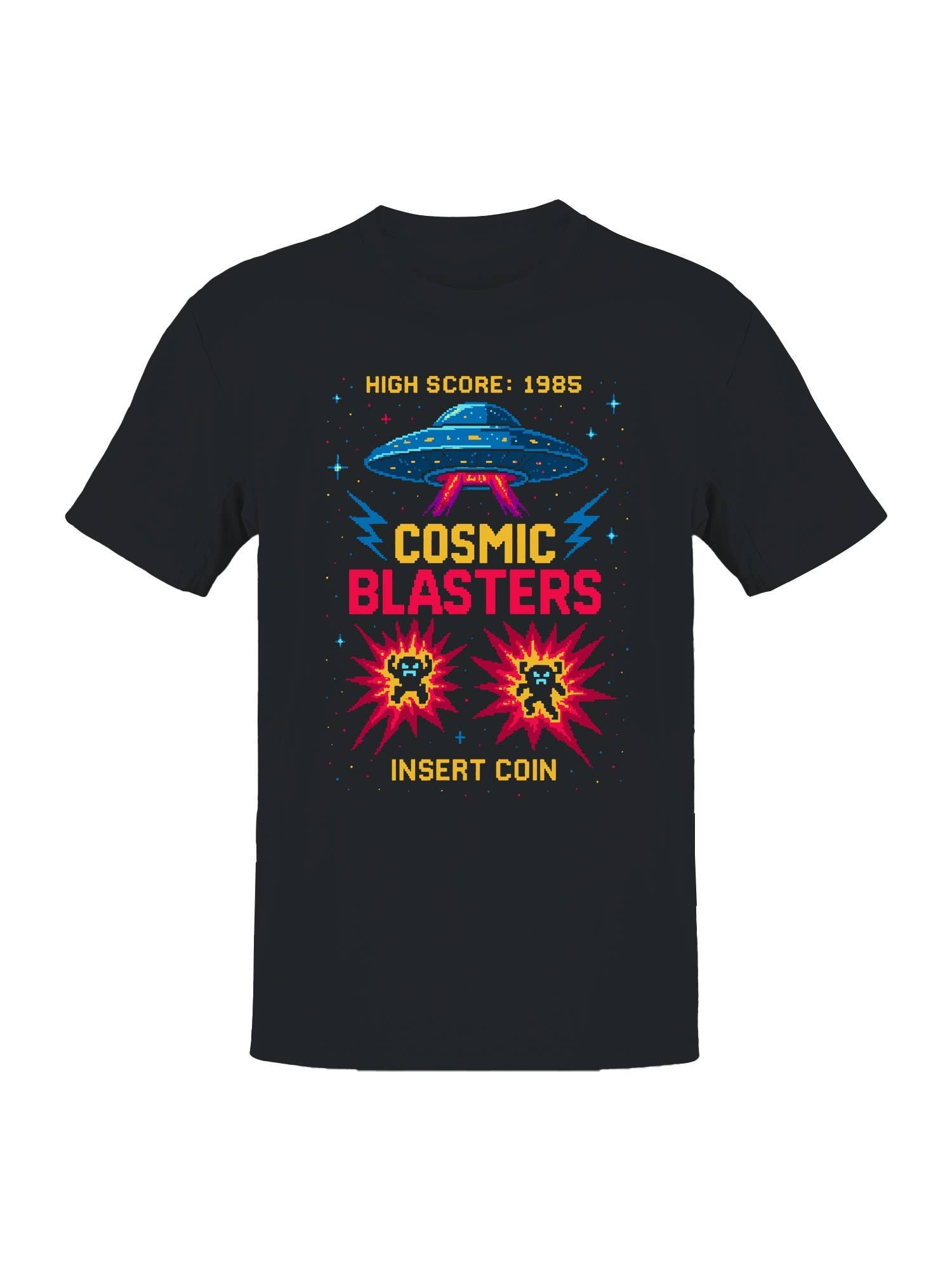 Cosmic Blasters Retro Arcade Art Men's T-Shirt