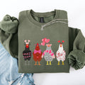 Valentine's Chickens, Cute, Farm, Love, Hearts Sweatshirt