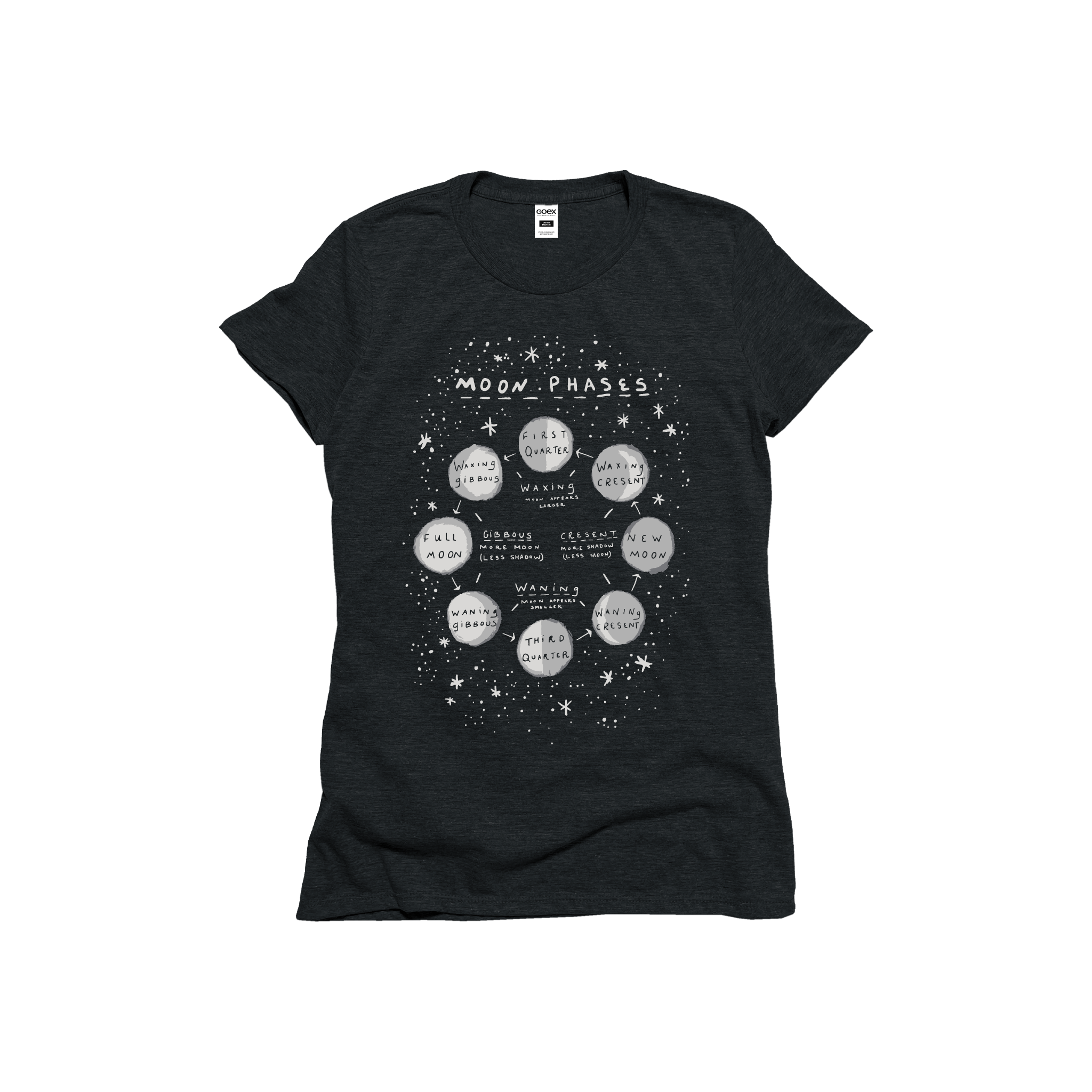 Moon Phases Graphic Tee - Charcoal - 24pk
