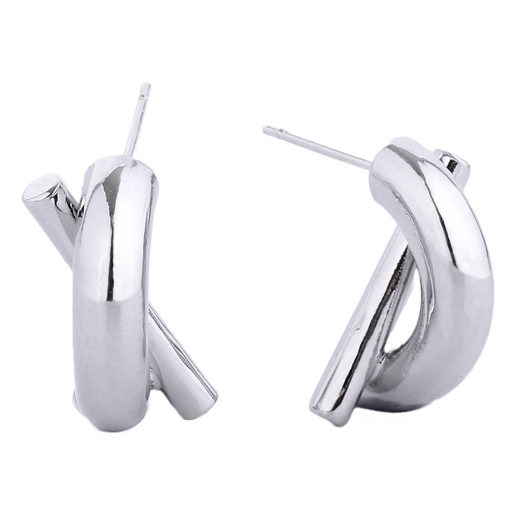 14K Gold-Dipped Crisscross Post Earrings