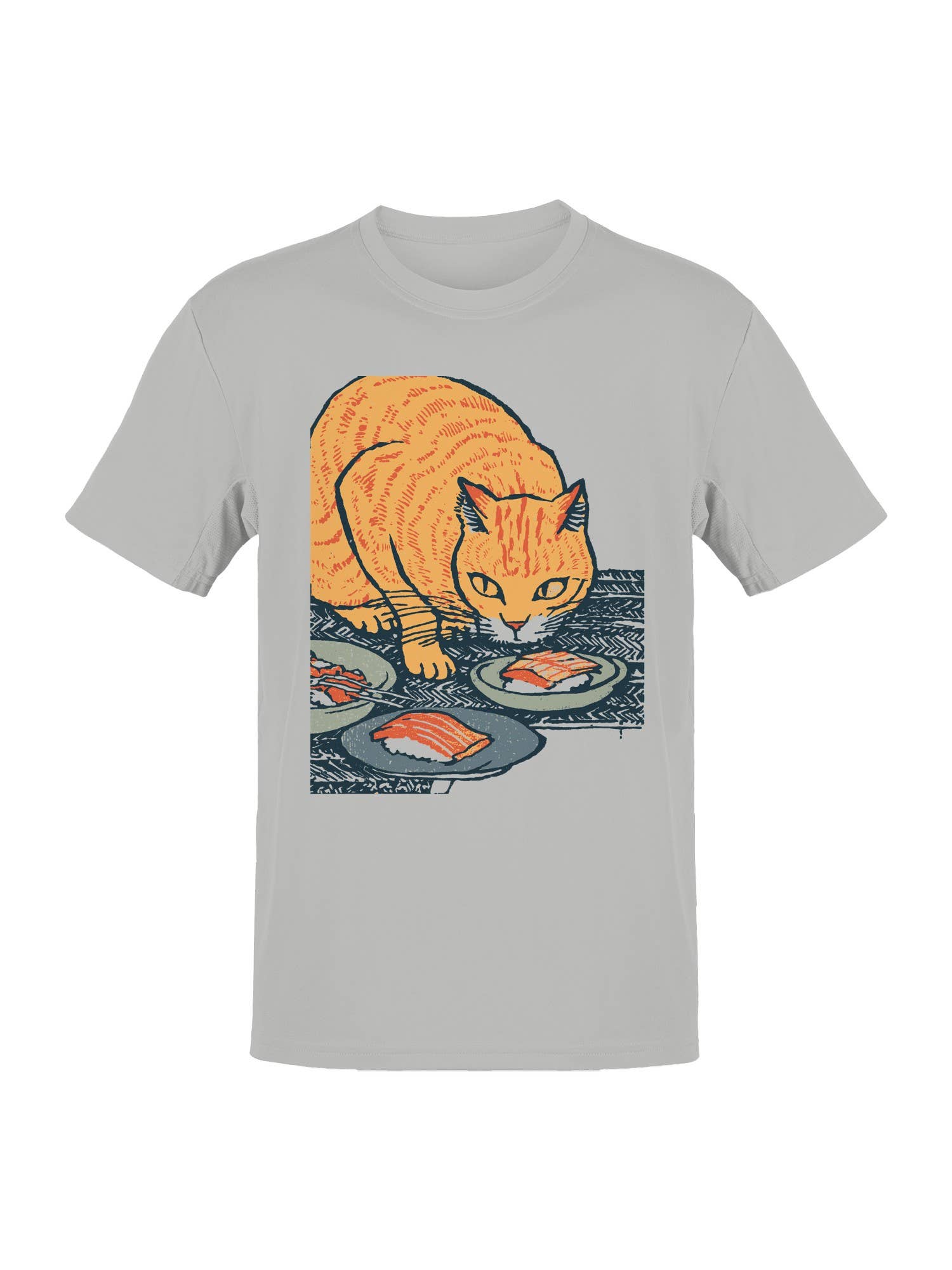 Curious Cat Enjoys Sushi Delight Men's T-Shirt