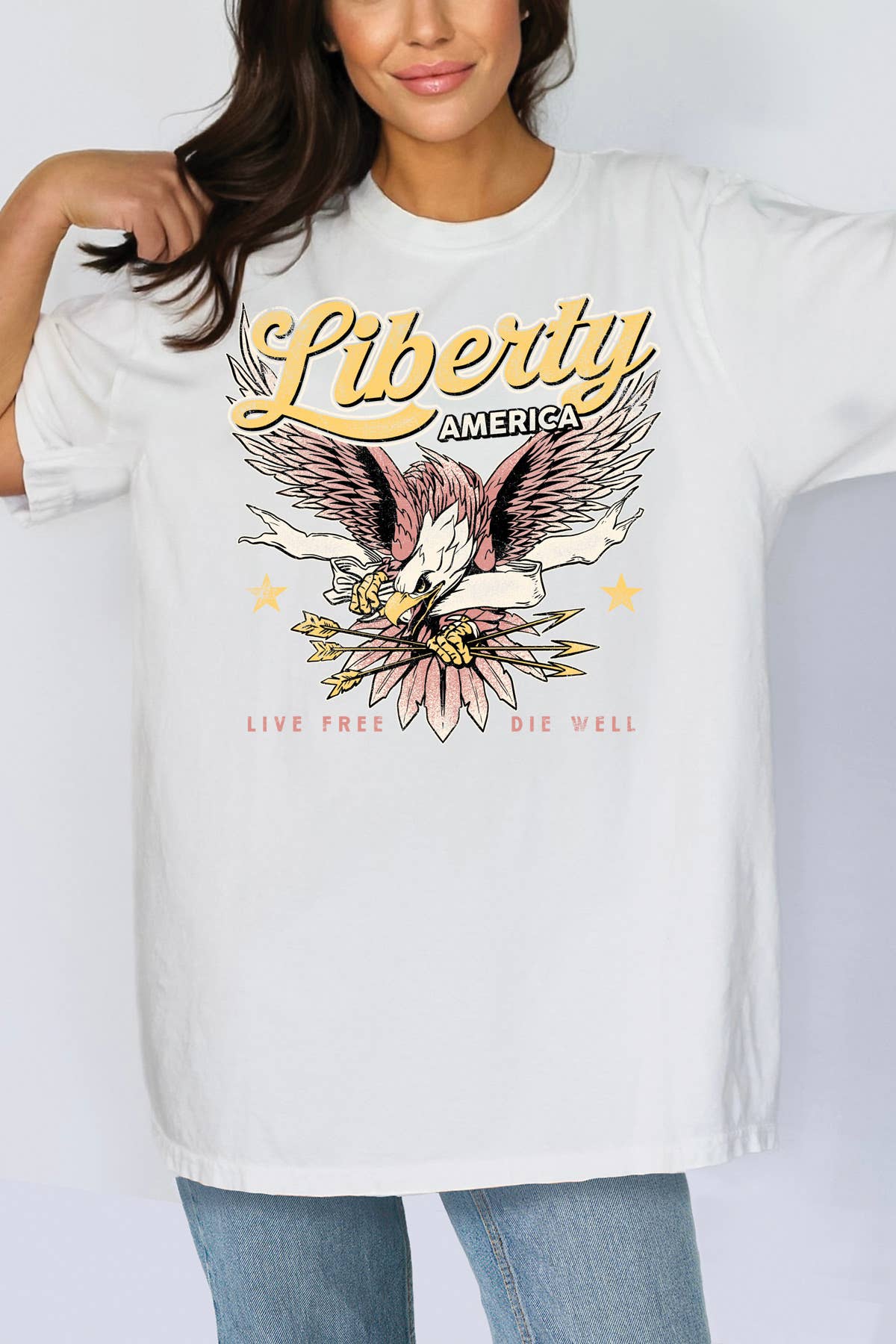 Women Liberty Graphic Print Oversize Loose Fit Top