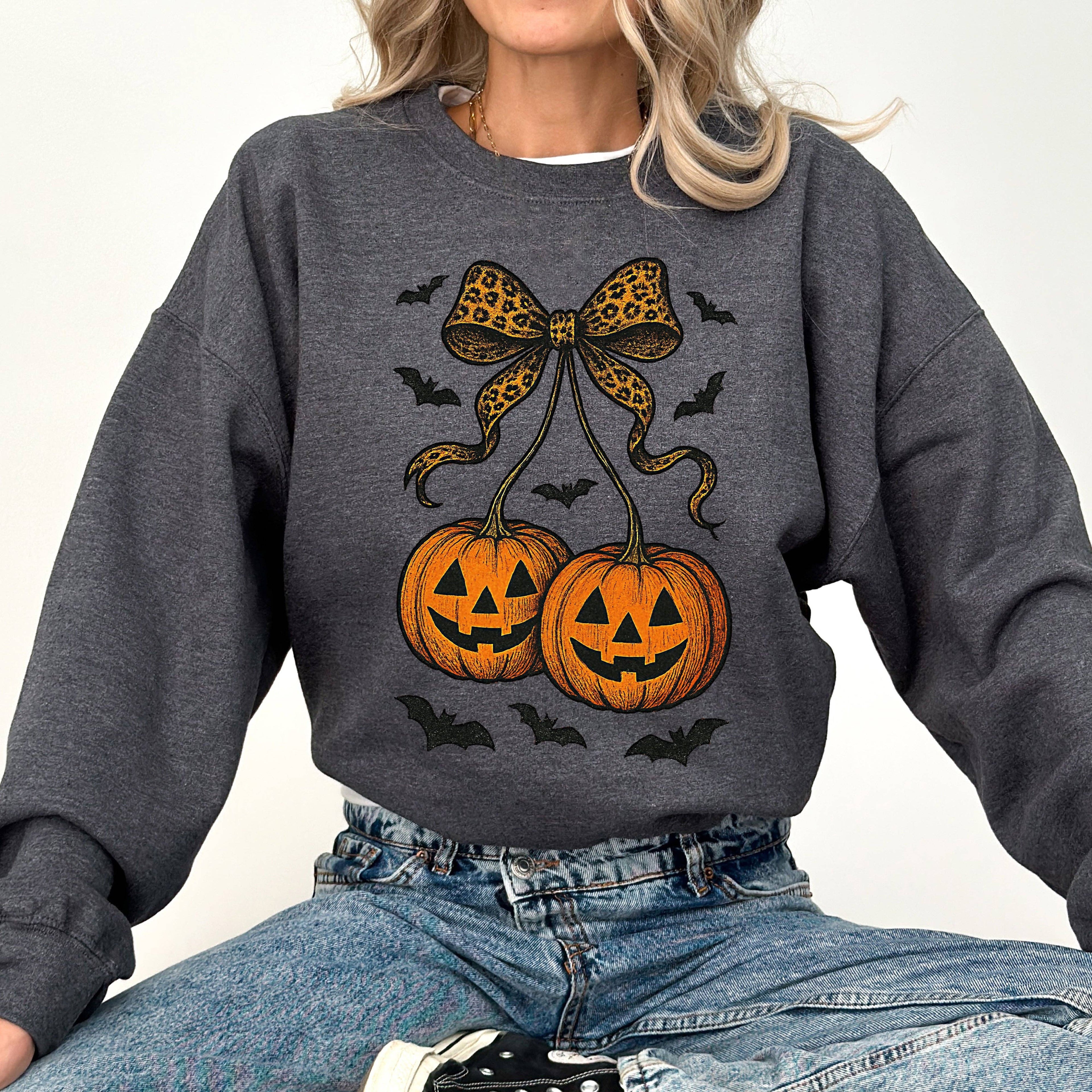 Pumpkin Coquette, Bow, Halloween, Costume, Fall Sweatshirt