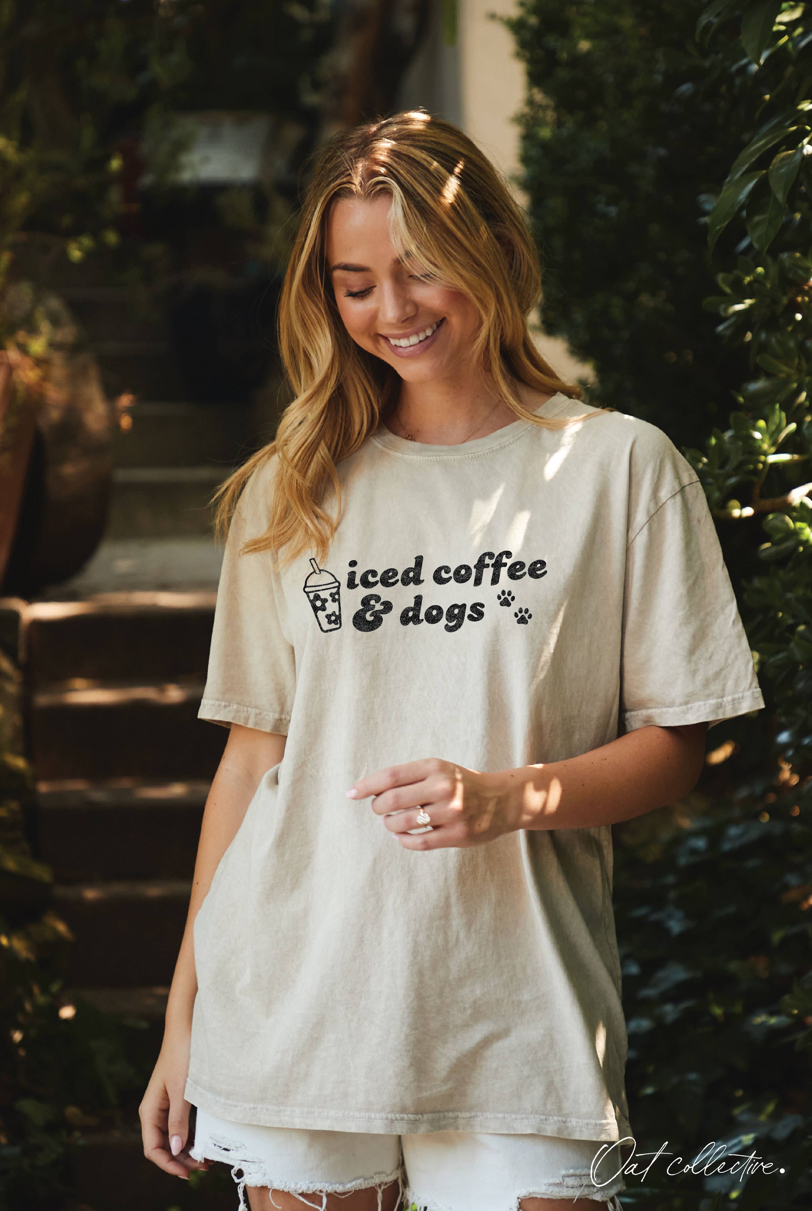 Iced Coffee and Dogs Oversized Graphic Top