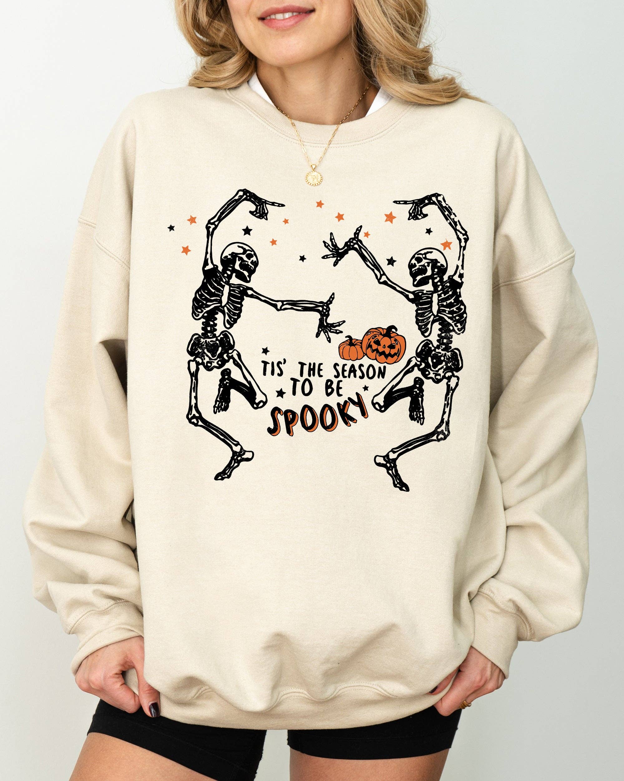 Tis the Season, Spooky, Skeleton, Ghost Halloween Sweatshirt