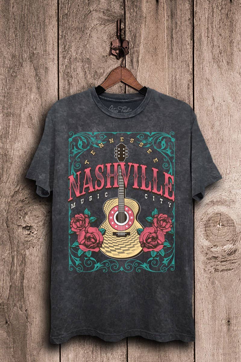 Nashville Guitar with Roses Graphic Top