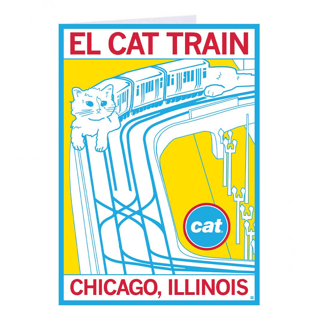 El Cat Train Greeting Card