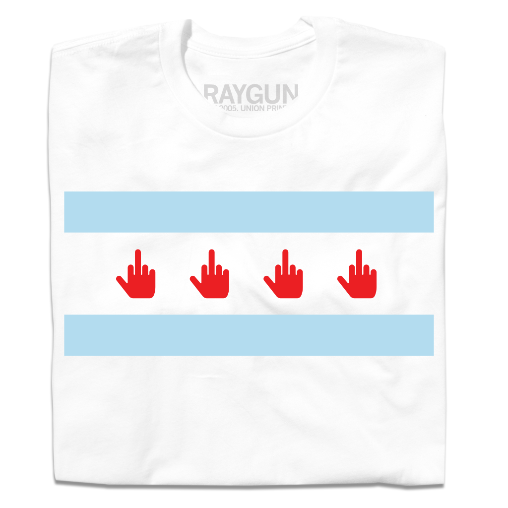 Middle Finger Chicago Flag White